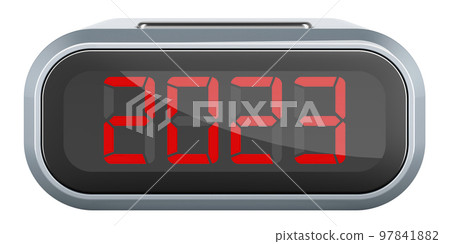New Year 2023 concept on the digital clock face, 3D rendering New Year 2023 concept on the digital clock face, 3D rendering 97841882