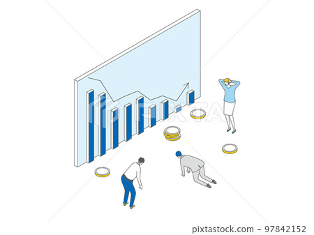 Isometric_People who are saddened by stock price down Isometric_People who are saddened by stock price down 97842152