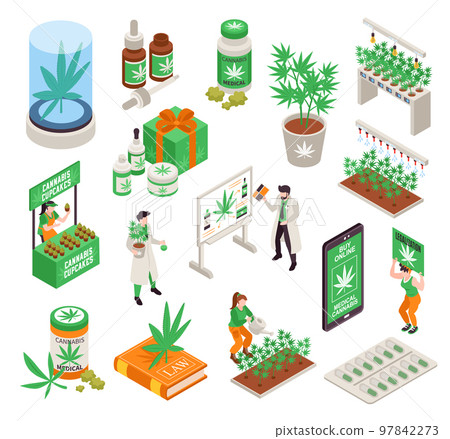 Cannabis Isometric Set 97842273