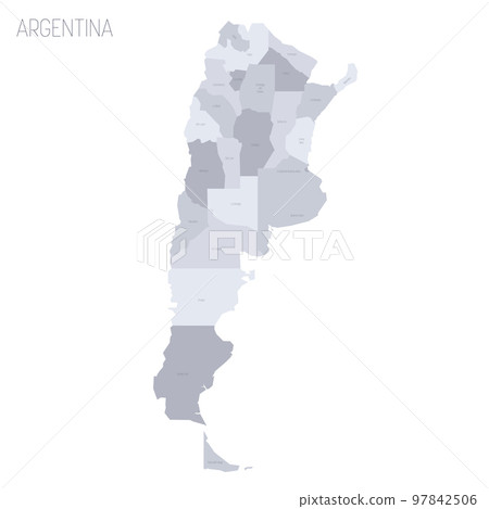 Argentina political map of administrative divisions - provinces and autonomous city of Buenos Aires. Grey vector map with labels. 97842506
