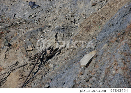 Landslide caused by heavy rain, landslide Landslide caused by heavy rain, landslide 97843464