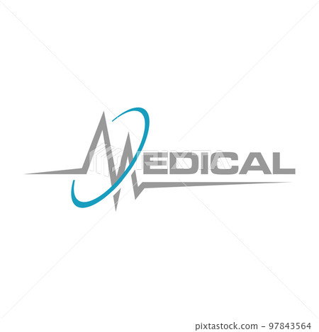 Medical Lettering Typography logo design with heartrace pulse vector illustration 97843564