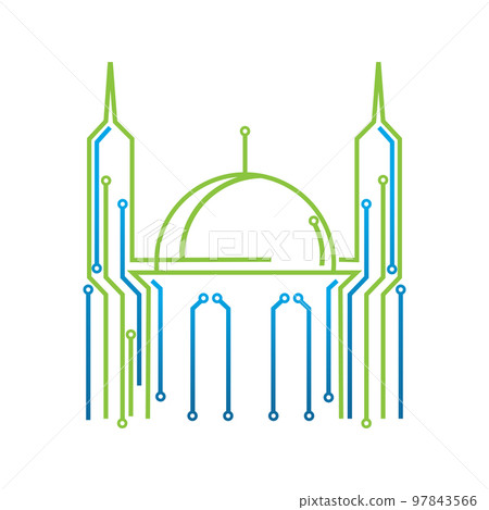 islamic center building moslem center mosque logo design graphic concept vector 97843566