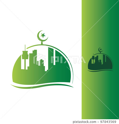 islamic center building moslem center mosque logo design graphic concept vector 97843569
