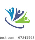 colorful 3 Three people logo template vector design group sign of persons sports symbol 97843598