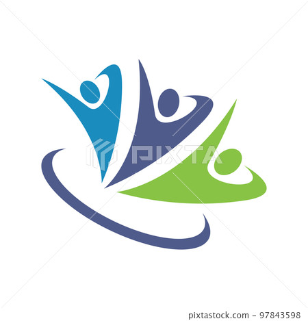 colorful 3 Three people logo template vector design group sign of persons sports symbol 97843598