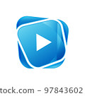tech media play button logo design icon vector illustration 97843602