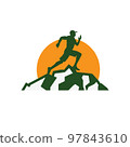 man in the mountain run logo vector design template illustrations 97843610