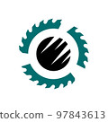 abstract circular saw blade logo design template vector illustration 97843613