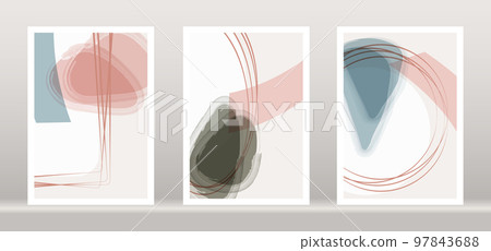 Art abstract design with doodles and various shapes hand drawn. modern art isolated vector graphic. minimalistic geometric frames hand painted watercolor vector illustration set background 97843688