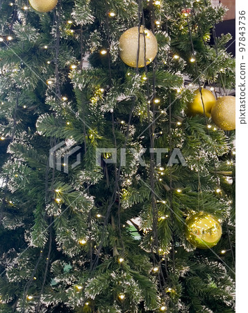 Christmas tree with light bulbs background Christmas tree with light bulbs background 97843736