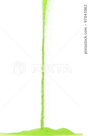 Small size green Sand flying explosion, vegetable sands grain wave explode. Abstract cloud fly. Green colored sand splash throwing in Air. White background Isolated high speed shutter, throwing freeze Small size green Sand flying explosion, vegetable sands grain wave explode. Abstract cloud fly. Green colored sand splash throwing in Air. White background Isolated high speed shutter, throwing freeze 97843862