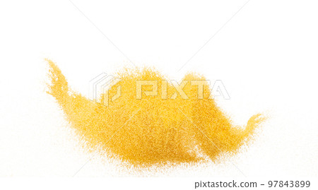 Small size yellow Sand flying explosion, gold cheese sands grain wave explode. Abstract cloud fly. Yellow colored sand splash throwing in Air. White background Isolated high speed shutter, throwing Small size yellow Sand flying explosion, gold cheese sands grain wave explode. Abstract cloud fly. Yellow colored sand splash throwing in Air. White background Isolated high speed shutter, throwing 97843899