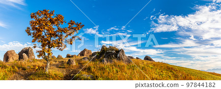 Oshito Ishinooka Morning scenery panorama [Minamioguni-machi, Aso-gun, Kumamoto Prefecture] 97844182
