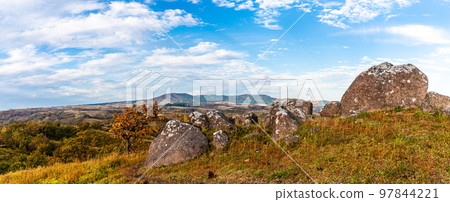 Oshito Ishinooka Morning scenery panorama [Minamioguni-machi, Aso-gun, Kumamoto Prefecture] 97844221