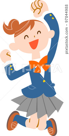 女學生高興地跳 女學生高興地跳 97844988