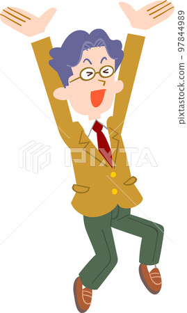 Male student jumping happily 97844989