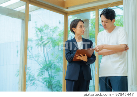 Business woman male sales 97845447