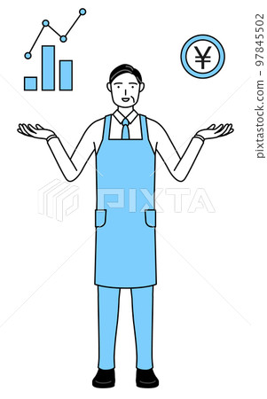 A senior man wearing an apron that guides the image of DX conversion and the improvement of performance and sales 97845502