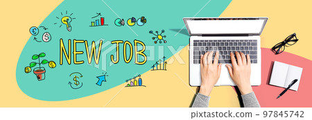 New job with person using a laptop New job with person using a laptop 97845742