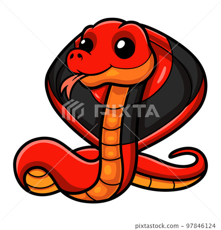 Cute red spitting cobra cartoon 97846124