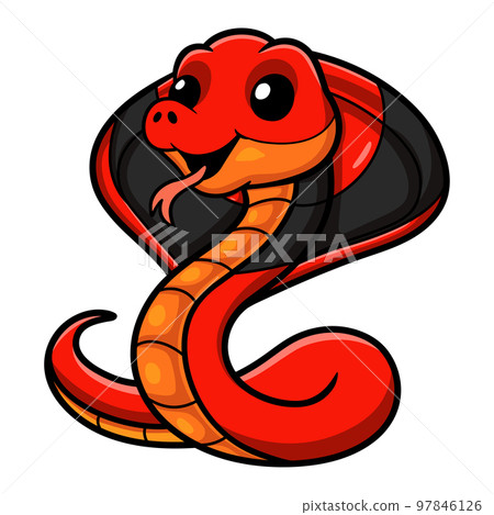Cute red spitting cobra cartoon 97846126