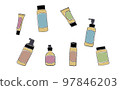 色彩繽紛的化妝品瓶 97846203