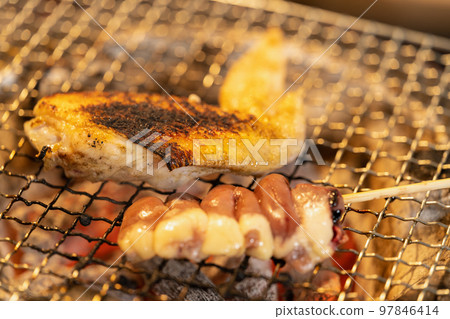 Yakitori Charcoal-grilled on a charcoal brazier Yakitori Charcoal-grilled on a charcoal brazier 97846414