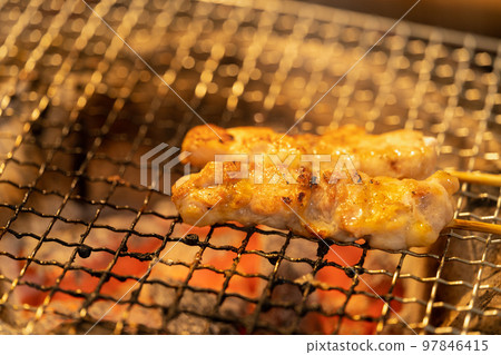 Yakitori Charcoal-grilled on a charcoal brazier 97846415