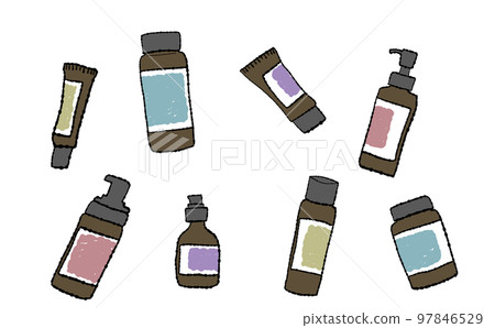 色彩繽紛的化妝品瓶 97846529