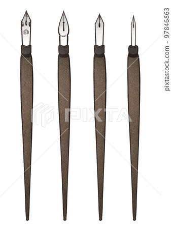 Illustrations of dip pens for manga ・G pen, turnip pen, school pen, millipen Illustrations of dip pens for manga ・G pen, turnip pen, school pen, millipen 97846863