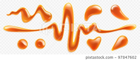 Caramel drops, toffee, sugar caramelization drips 97847602