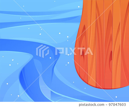 Top view of wooden pier on blue background Top view of wooden pier on blue background 97847603