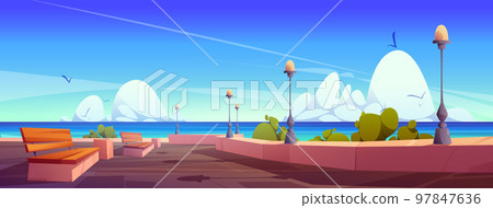 City embankment in summer season City embankment in summer season 97847636