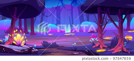 Magic forest landscape at night 97847659