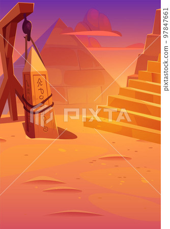 Archeology excavation next to ancient pyramid 97847661