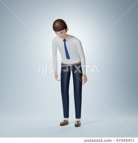 Businessman cartoon character apologize pose 97848451