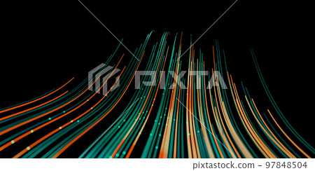 Wave lines trails flowing dynamic in green and orange colors Wave lines trails flowing dynamic in green and orange colors 97848504