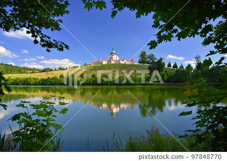 Pilgrimage Church of St. Jan Nepomucky on Zelena hora. Czech Republic - Zdar nad Sazavou. 97848770