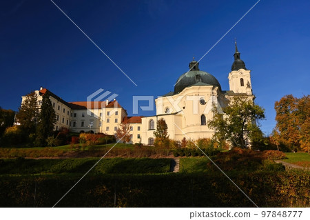 Beautiful old church in Krtiny. Czech Republic. (Names of the Virgin Mary) Beautiful old church in Krtiny. Czech Republic. (Names of the Virgin Mary) 97848777