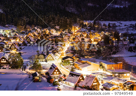 Night view of Shirakawa-go, Gifu 97849549