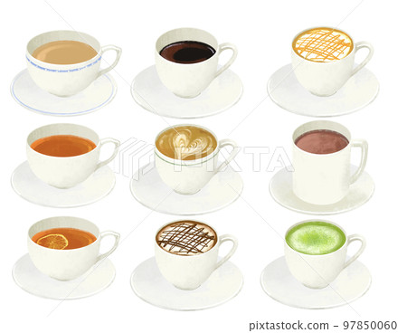 Hot drink illustration set Cafe drink Hot drink illustration set Cafe drink 97850060