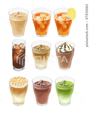 Illustration set of cold drinks Cafe drinks 97850062