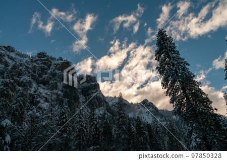 Snow-covered yosemite valley Snow-covered yosemite valley 97850328