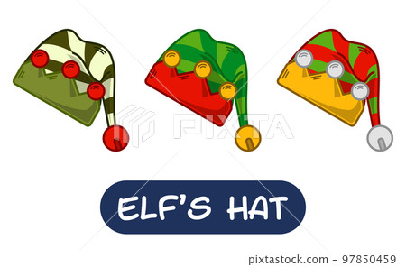 Cartoon Elf Hat Illustration. Set of Variation Colors. EPS 10 Vector Cartoon Elf Hat Illustration. Set of Variation Colors. EPS 10 Vector 97850459