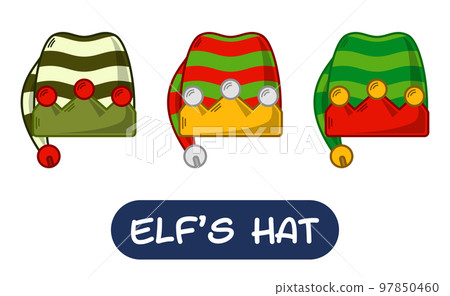 Cartoon Elf Hat Illustration. Set of Variation Colors. EPS 10 Vector Cartoon Elf Hat Illustration. Set of Variation Colors. EPS 10 Vector 97850460