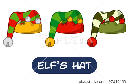 Cartoon Elf Hat Illustration. Set of Variation Colors. EPS 10 Vector Cartoon Elf Hat Illustration. Set of Variation Colors. EPS 10 Vector 97850463