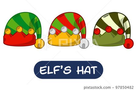Cartoon Elf Hat Illustration. Set of Variation Colors. EPS 10 Vector Cartoon Elf Hat Illustration. Set of Variation Colors. EPS 10 Vector 97850482