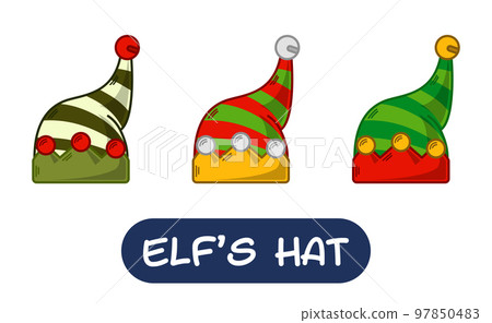 Cartoon Elf Hat Illustration. Set of Variation Colors. EPS 10 Vector Cartoon Elf Hat Illustration. Set of Variation Colors. EPS 10 Vector 97850483