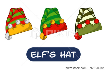 Cartoon Elf Hat Illustration. Set of Variation Colors. EPS 10 Vector Cartoon Elf Hat Illustration. Set of Variation Colors. EPS 10 Vector 97850484